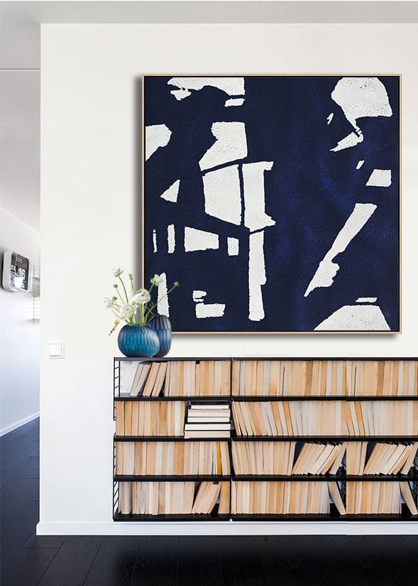 Navy Blue Minimalist Painting #NV196A - Click Image to Close
